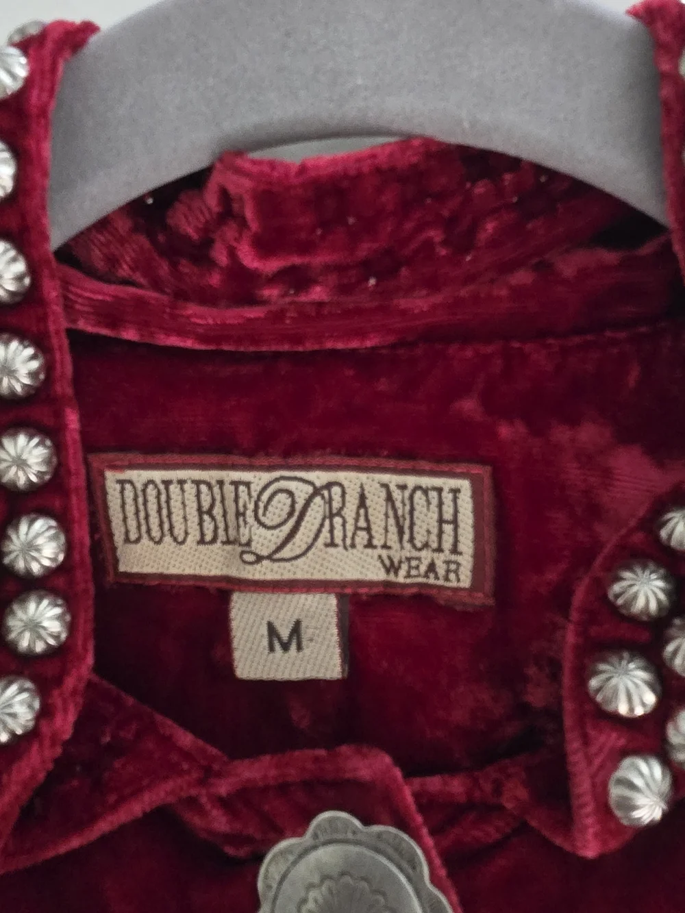 Vintage 90s Double D Ranch Wear Velvet Concho Vest Size M